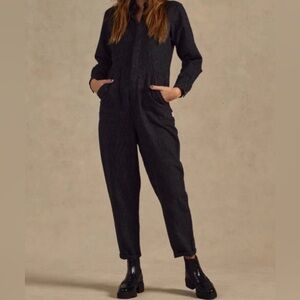 NWT Rylee & Cru Utility Jumpsuit Linen/Cotton Long Sleeve Pinstriped size S